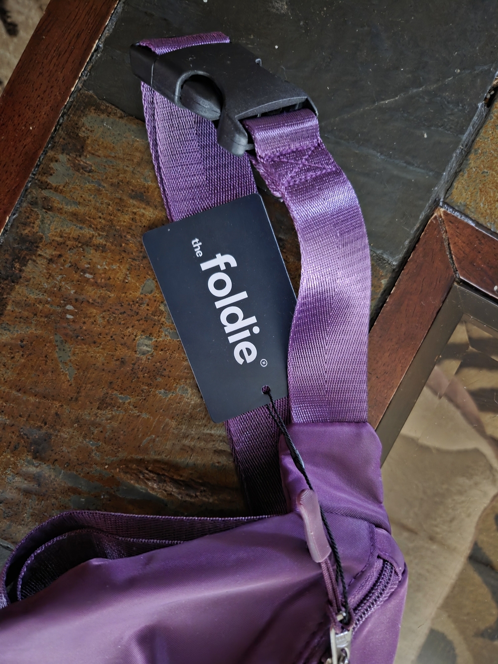 Foldie Purple Crossbody Bag with Dual Zip Pockets - Picture 2 of 3